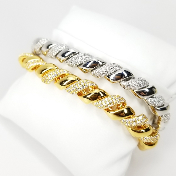 NWT 18K Gold Rope Chain Micro Pave CZ Bracelet - Picture 4 of 14